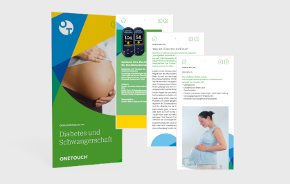 Broschüre über Diabetes und Schwangerschaft mit Grafiken.