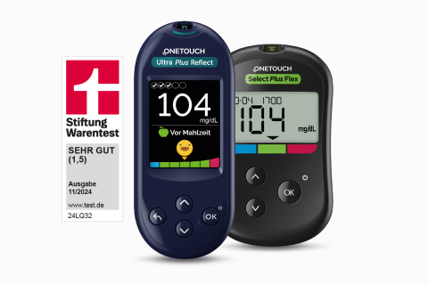 OneTouch Ultra Plus Reflect und Select Plus Flex Messgeräte mit Stiftung Warentest Siegel