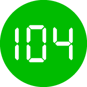 Symbol mit digitaler Blutzuckeranzeige „104 mg/dL"