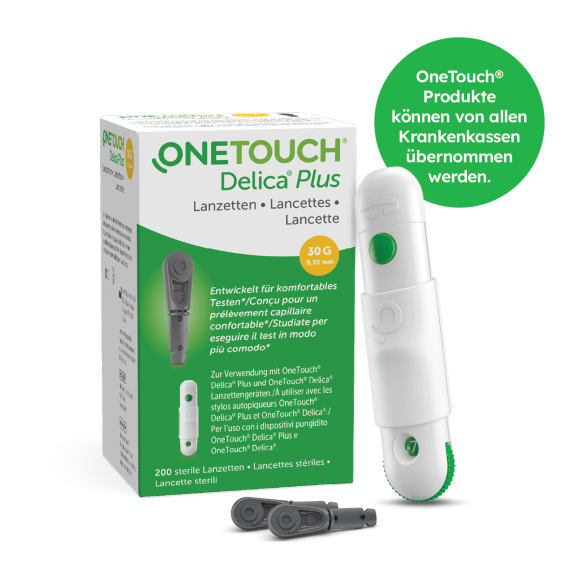 OneTouch Delica Plus Lanzetten und Stechhilfe, 30G, 200 sterile Lanzetten – Kostenübernahme durch Krankenkassen möglich